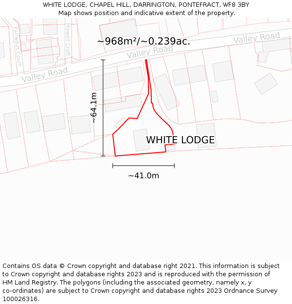 WHITE LODGE, CHAPEL HILL, DARRINGTON, PONTEFRACT, WF8 3BY: Plot and title map