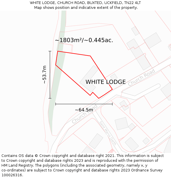 WHITE LODGE, CHURCH ROAD, BUXTED, UCKFIELD, TN22 4LT: Plot and title map