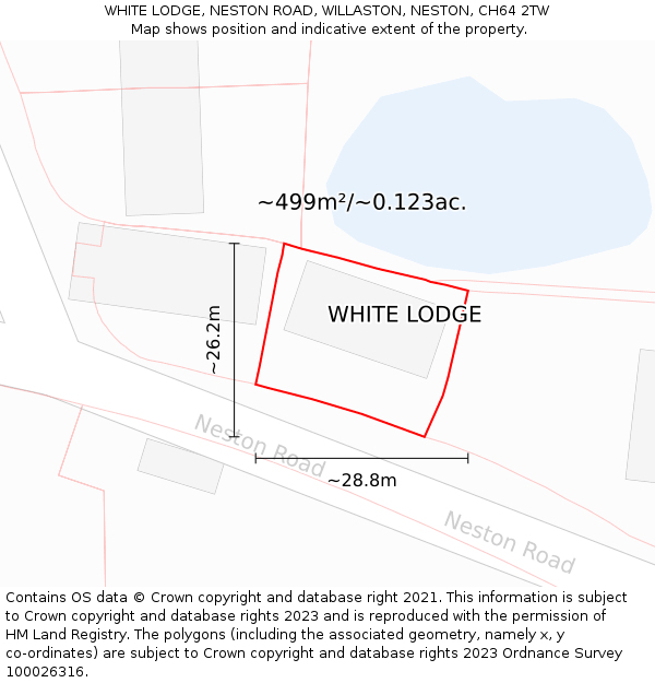 WHITE LODGE, NESTON ROAD, WILLASTON, NESTON, CH64 2TW: Plot and title map