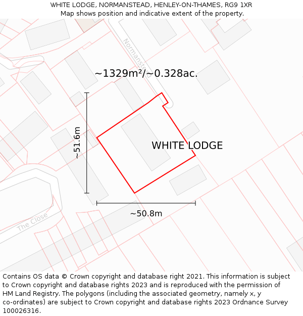 WHITE LODGE, NORMANSTEAD, HENLEY-ON-THAMES, RG9 1XR: Plot and title map