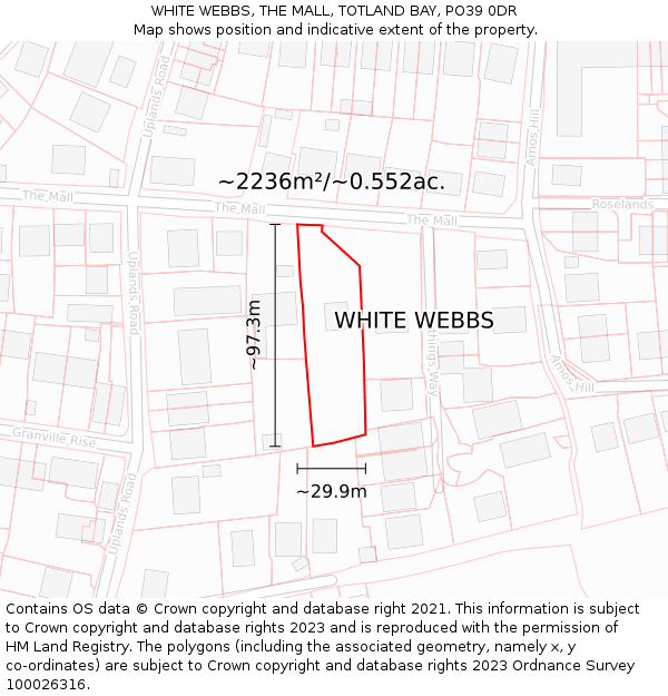 WHITE WEBBS, THE MALL, TOTLAND BAY, PO39 0DR: Plot and title map