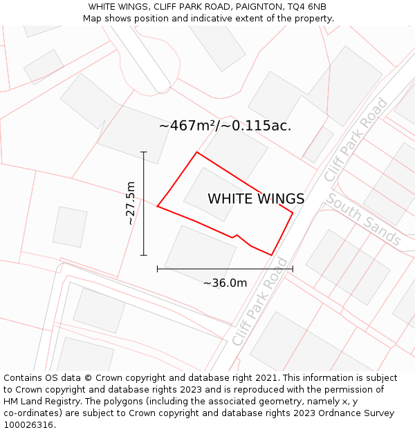 WHITE WINGS, CLIFF PARK ROAD, PAIGNTON, TQ4 6NB: Plot and title map