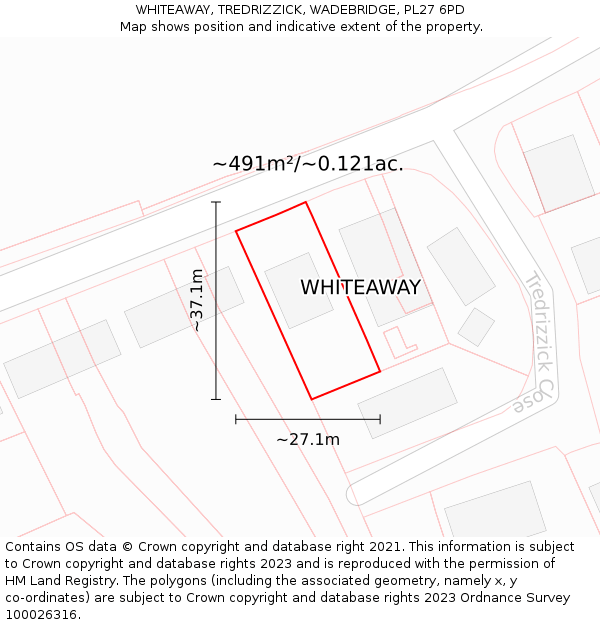 WHITEAWAY, TREDRIZZICK, WADEBRIDGE, PL27 6PD: Plot and title map