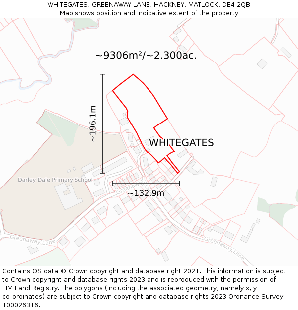 WHITEGATES, GREENAWAY LANE, HACKNEY, MATLOCK, DE4 2QB: Plot and title map