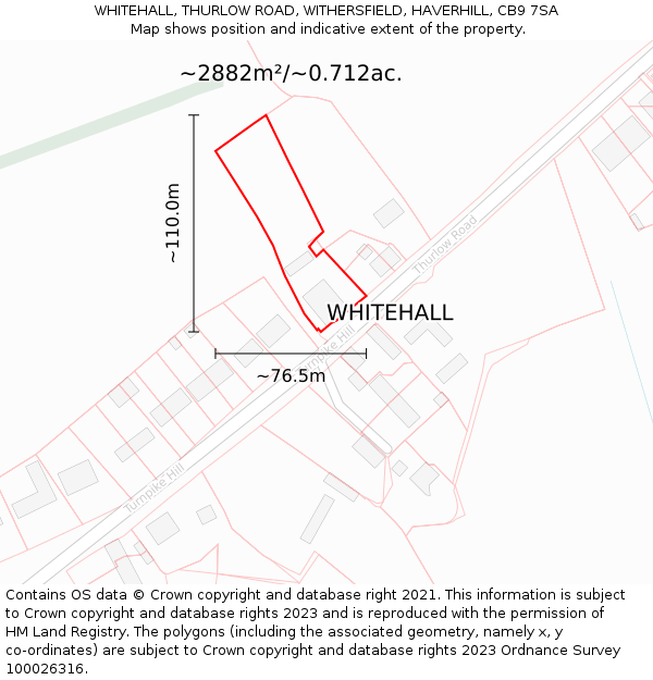 WHITEHALL, THURLOW ROAD, WITHERSFIELD, HAVERHILL, CB9 7SA: Plot and title map