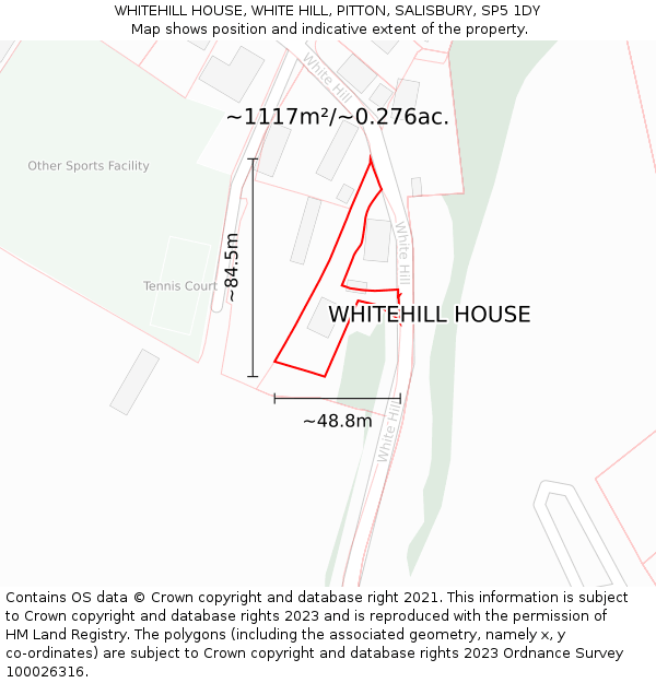 WHITEHILL HOUSE, WHITE HILL, PITTON, SALISBURY, SP5 1DY: Plot and title map
