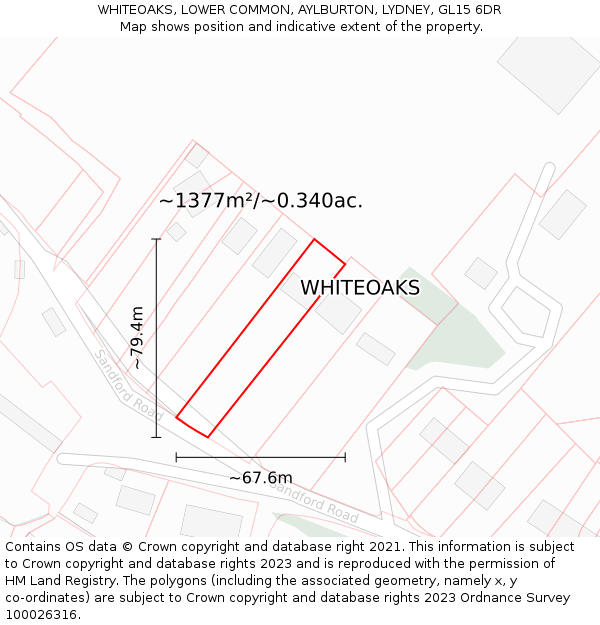WHITEOAKS, LOWER COMMON, AYLBURTON, LYDNEY, GL15 6DR: Plot and title map