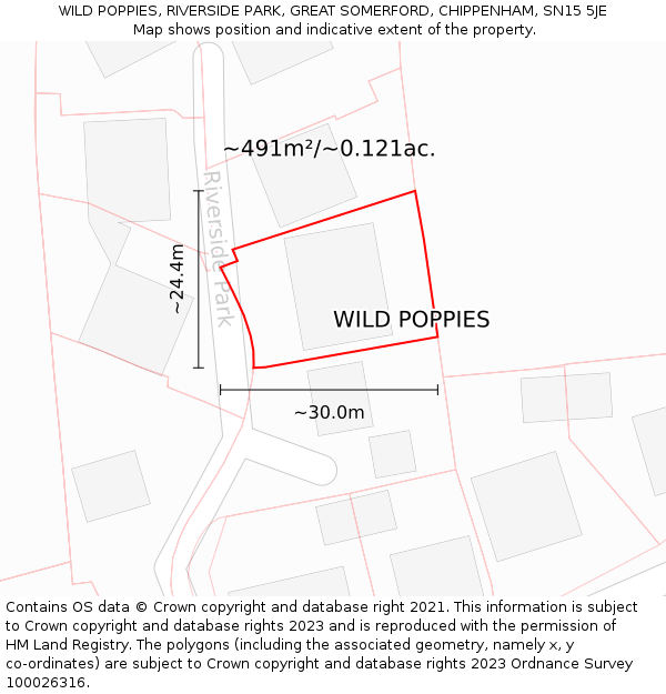 WILD POPPIES, RIVERSIDE PARK, GREAT SOMERFORD, CHIPPENHAM, SN15 5JE: Plot and title map