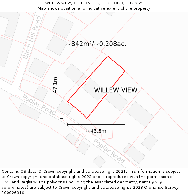 WILLEW VIEW, CLEHONGER, HEREFORD, HR2 9SY: Plot and title map