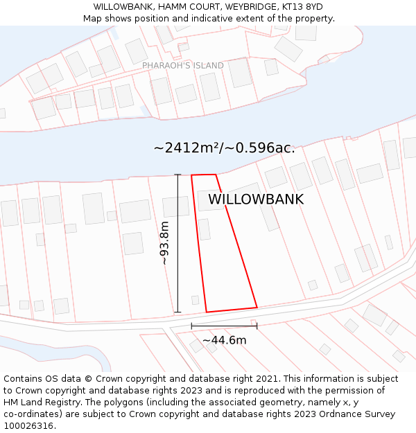 WILLOWBANK, HAMM COURT, WEYBRIDGE, KT13 8YD: Plot and title map