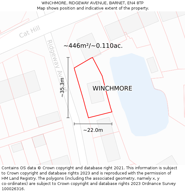 WINCHMORE, RIDGEWAY AVENUE, BARNET, EN4 8TP: Plot and title map