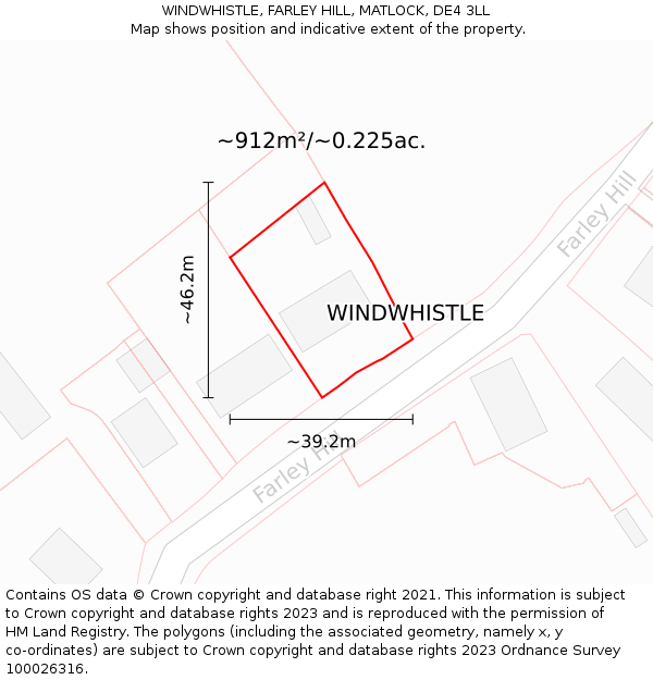 WINDWHISTLE, FARLEY HILL, MATLOCK, DE4 3LL: Plot and title map