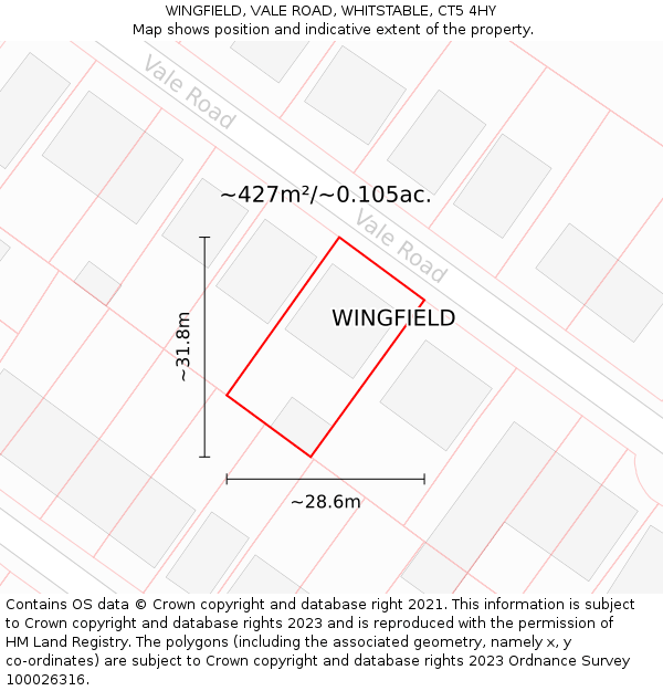 WINGFIELD, VALE ROAD, WHITSTABLE, CT5 4HY: Plot and title map