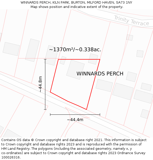 WINNARDS PERCH, KILN PARK, BURTON, MILFORD HAVEN, SA73 1NY: Plot and title map