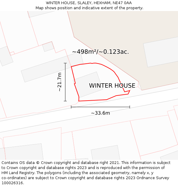 WINTER HOUSE, SLALEY, HEXHAM, NE47 0AA: Plot and title map