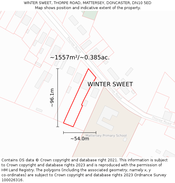 WINTER SWEET, THORPE ROAD, MATTERSEY, DONCASTER, DN10 5ED: Plot and title map