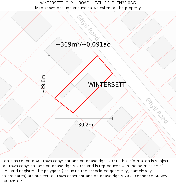 WINTERSETT, GHYLL ROAD, HEATHFIELD, TN21 0AG: Plot and title map