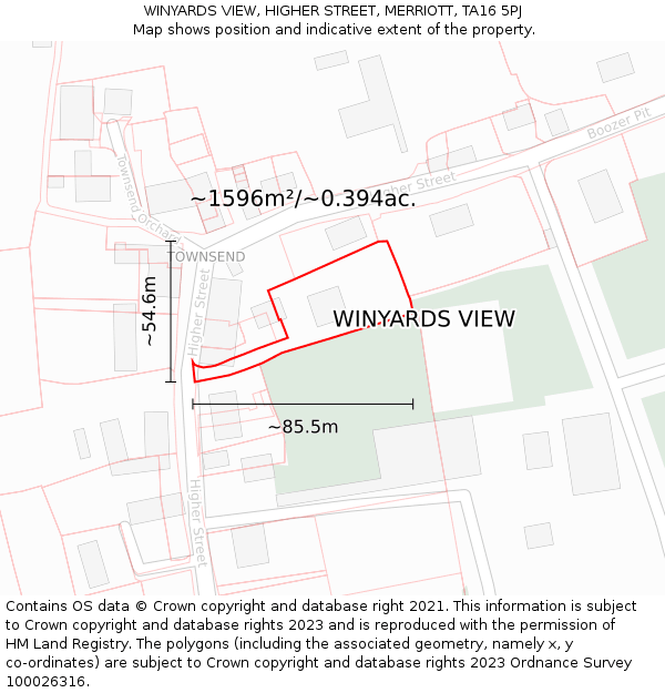 WINYARDS VIEW, HIGHER STREET, MERRIOTT, TA16 5PJ: Plot and title map