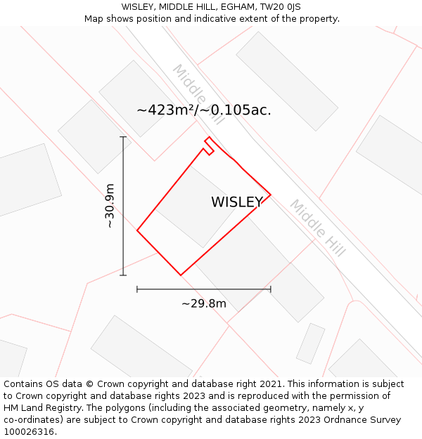 WISLEY, MIDDLE HILL, EGHAM, TW20 0JS: Plot and title map