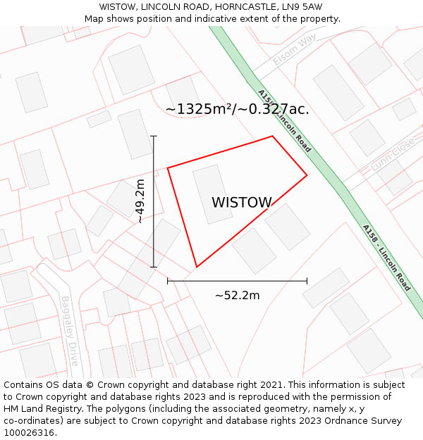 WISTOW, LINCOLN ROAD, HORNCASTLE, LN9 5AW: Plot and title map