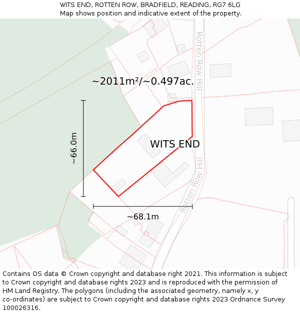 WITS END, ROTTEN ROW, BRADFIELD, READING, RG7 6LG: Plot and title map