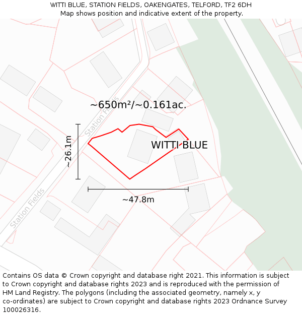 WITTI BLUE, STATION FIELDS, OAKENGATES, TELFORD, TF2 6DH: Plot and title map