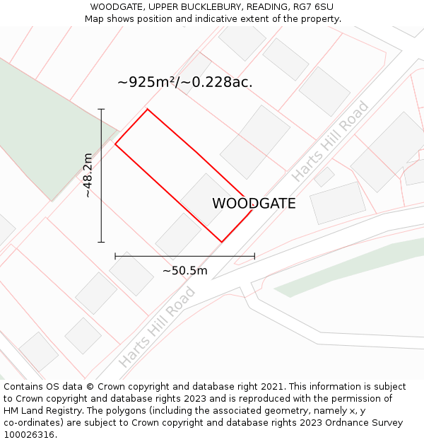 WOODGATE, UPPER BUCKLEBURY, READING, RG7 6SU: Plot and title map