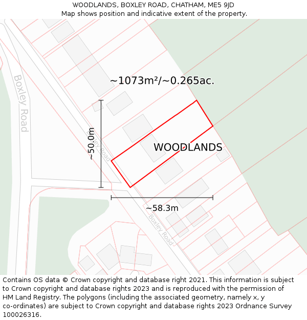 WOODLANDS, BOXLEY ROAD, CHATHAM, ME5 9JD: Plot and title map