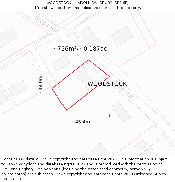 WOODSTOCK, HINDON, SALISBURY, SP3 6EJ: Plot and title map