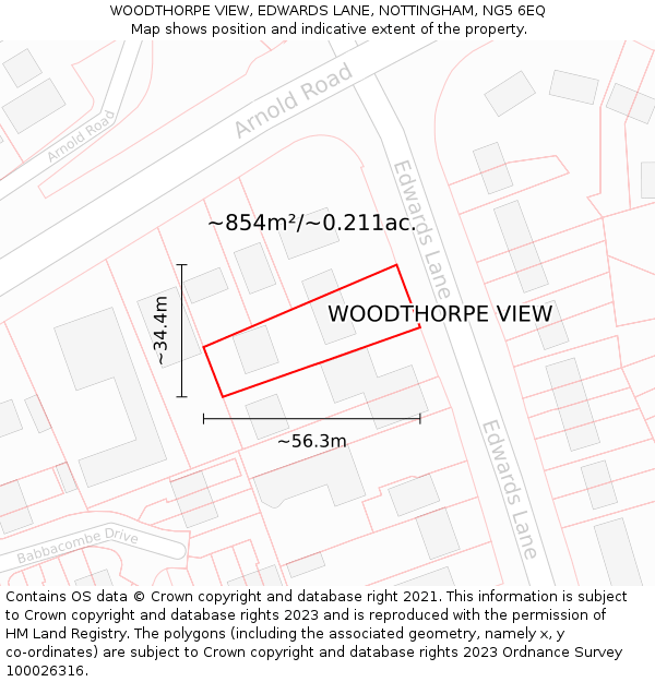 WOODTHORPE VIEW, EDWARDS LANE, NOTTINGHAM, NG5 6EQ: Plot and title map