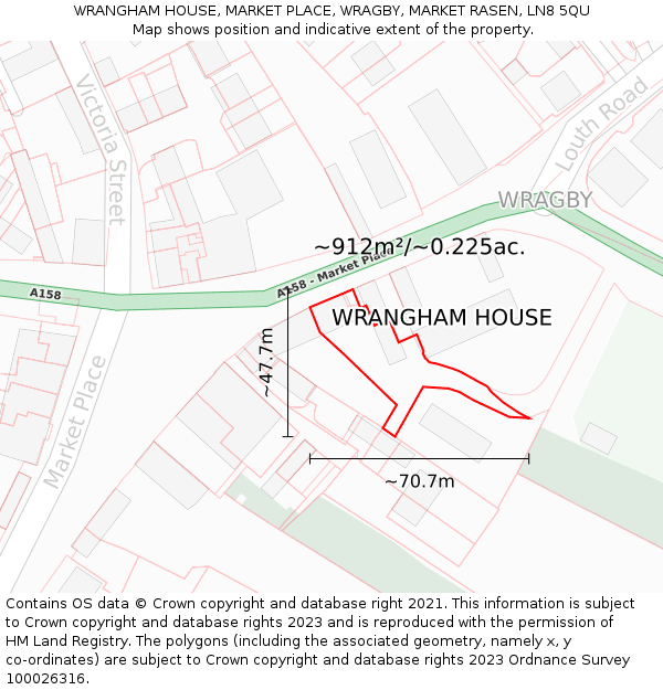 WRANGHAM HOUSE, MARKET PLACE, WRAGBY, MARKET RASEN, LN8 5QU: Plot and title map
