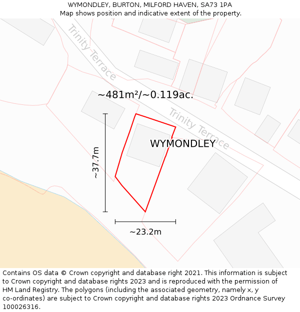 WYMONDLEY, BURTON, MILFORD HAVEN, SA73 1PA: Plot and title map