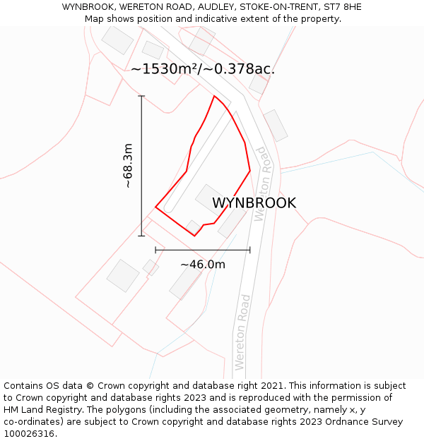 WYNBROOK, WERETON ROAD, AUDLEY, STOKE-ON-TRENT, ST7 8HE: Plot and title map