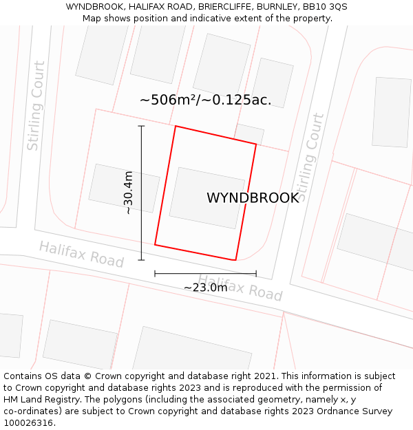 WYNDBROOK, HALIFAX ROAD, BRIERCLIFFE, BURNLEY, BB10 3QS: Plot and title map