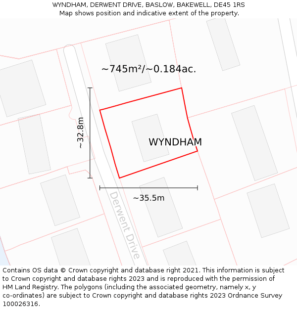 WYNDHAM, DERWENT DRIVE, BASLOW, BAKEWELL, DE45 1RS: Plot and title map