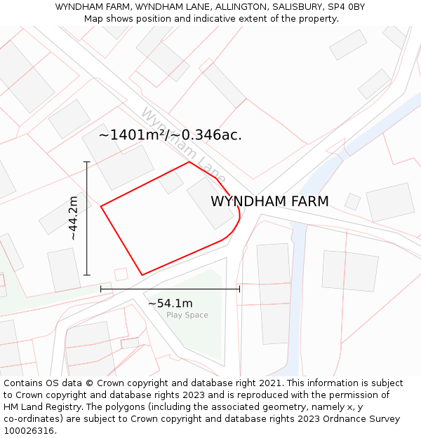 WYNDHAM FARM, WYNDHAM LANE, ALLINGTON, SALISBURY, SP4 0BY: Plot and title map