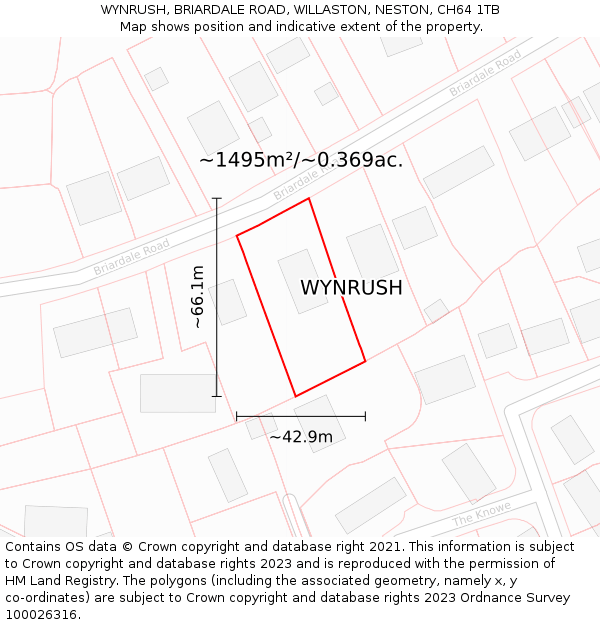 WYNRUSH, BRIARDALE ROAD, WILLASTON, NESTON, CH64 1TB: Plot and title map