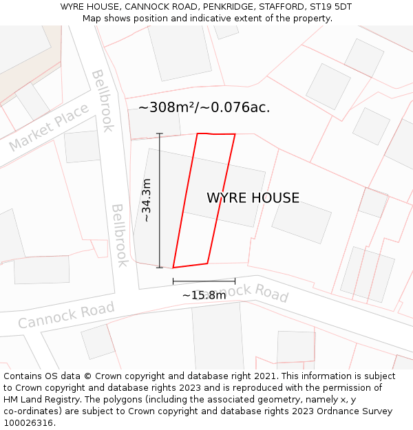 WYRE HOUSE, CANNOCK ROAD, PENKRIDGE, STAFFORD, ST19 5DT: Plot and title map