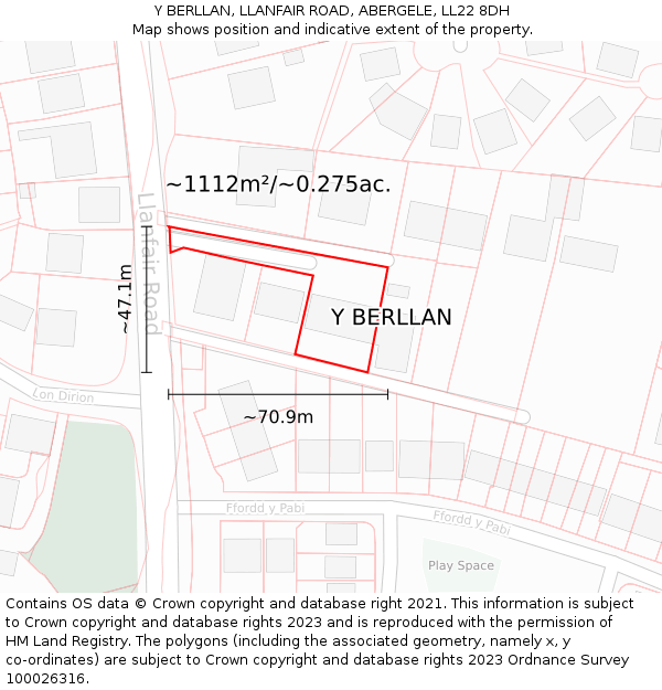 Y BERLLAN, LLANFAIR ROAD, ABERGELE, LL22 8DH: Plot and title map