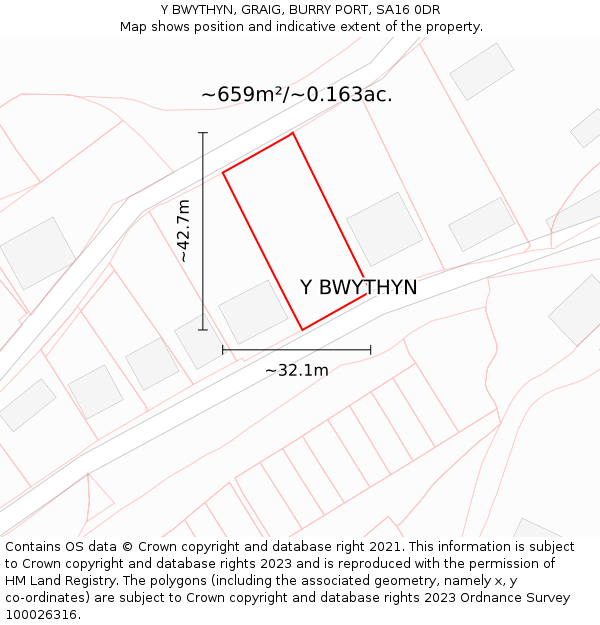 Y BWYTHYN, GRAIG, BURRY PORT, SA16 0DR: Plot and title map