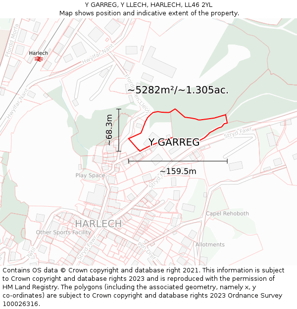 Y GARREG, Y LLECH, HARLECH, LL46 2YL: Plot and title map