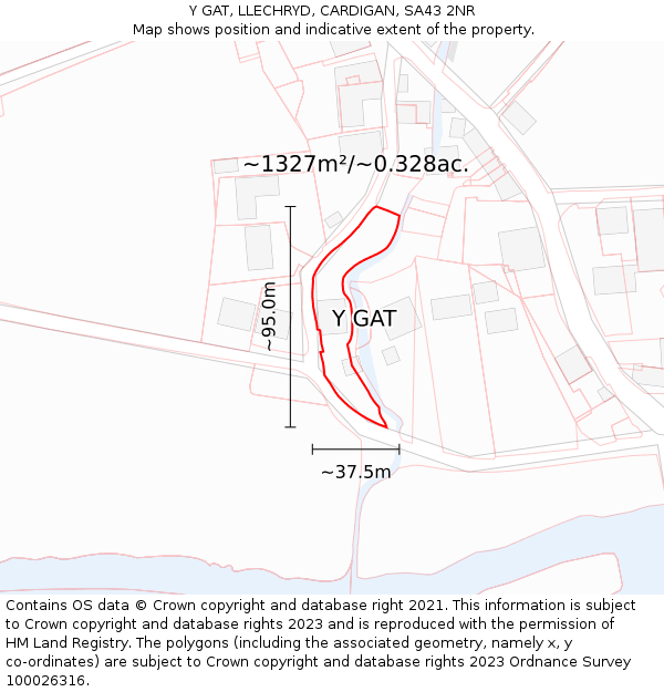 Y GAT, LLECHRYD, CARDIGAN, SA43 2NR: Plot and title map