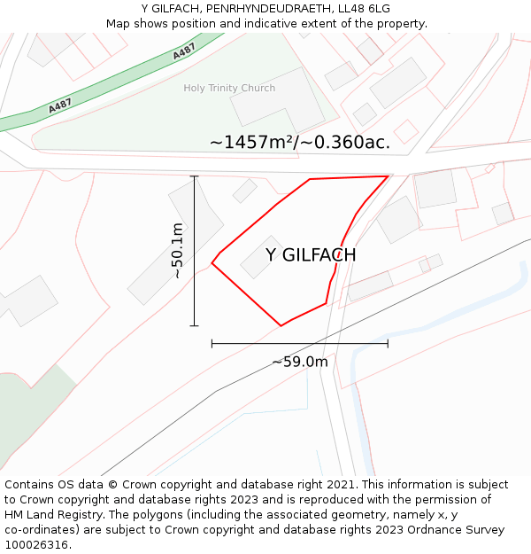 Y GILFACH, PENRHYNDEUDRAETH, LL48 6LG: Plot and title map