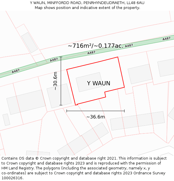 Y WAUN, MINFFORDD ROAD, PENRHYNDEUDRAETH, LL48 6AU: Plot and title map