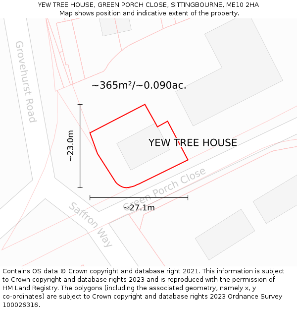 YEW TREE HOUSE, GREEN PORCH CLOSE, SITTINGBOURNE, ME10 2HA: Plot and title map