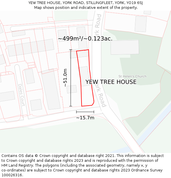 YEW TREE HOUSE, YORK ROAD, STILLINGFLEET, YORK, YO19 6SJ: Plot and title map