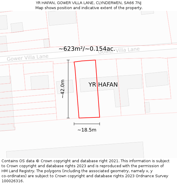 YR HAFAN, GOWER VILLA LANE, CLYNDERWEN, SA66 7NJ: Plot and title map