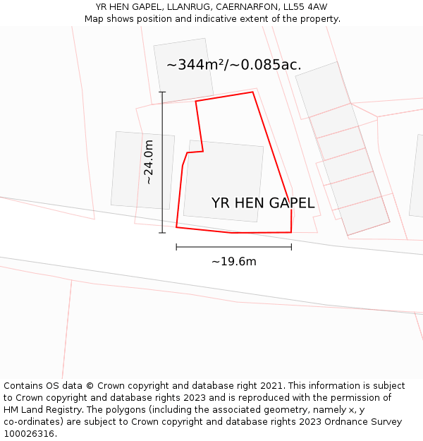 YR HEN GAPEL, LLANRUG, CAERNARFON, LL55 4AW: Plot and title map