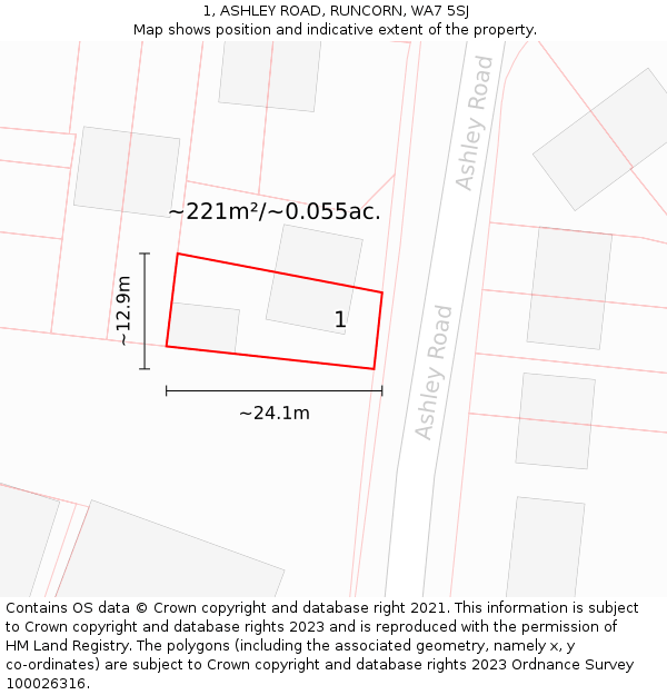 1, ASHLEY ROAD, RUNCORN, WA7 5SJ: Plot and title map