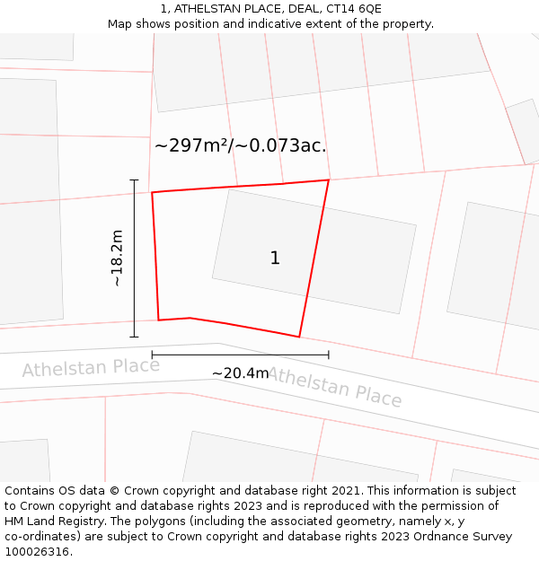 1, ATHELSTAN PLACE, DEAL, CT14 6QE: Plot and title map